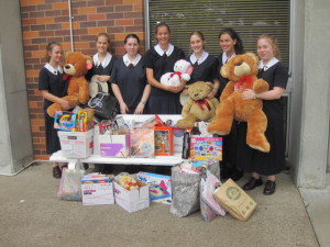 Gathering gifts for donation