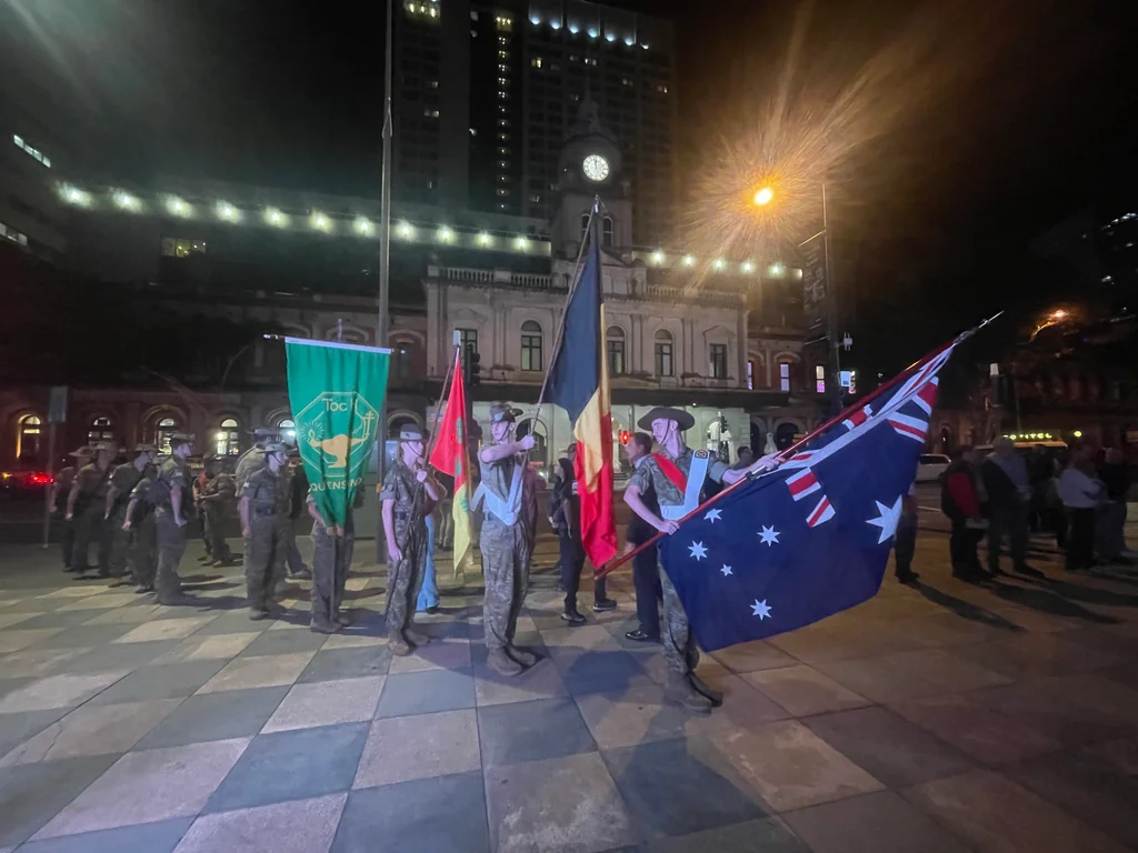 Cadets preparing for the 2024 ANZAC Midnight Service