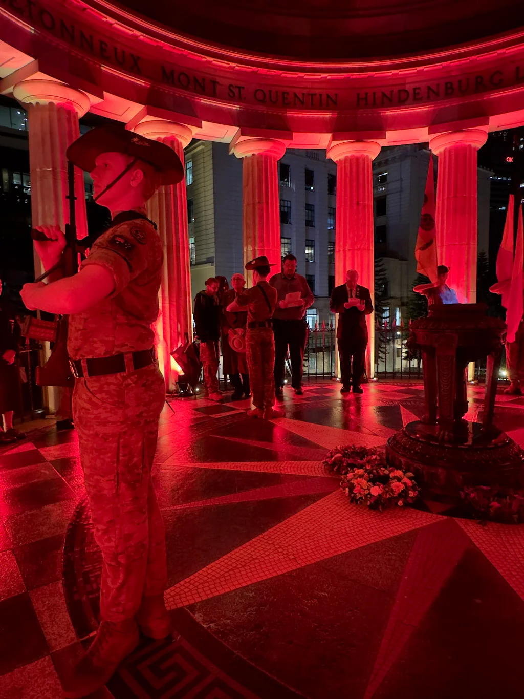 A cadet standing guard inside the Shrine as the service proceeds, 2026