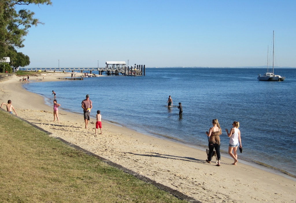Bribie Beach Scene with Jetty